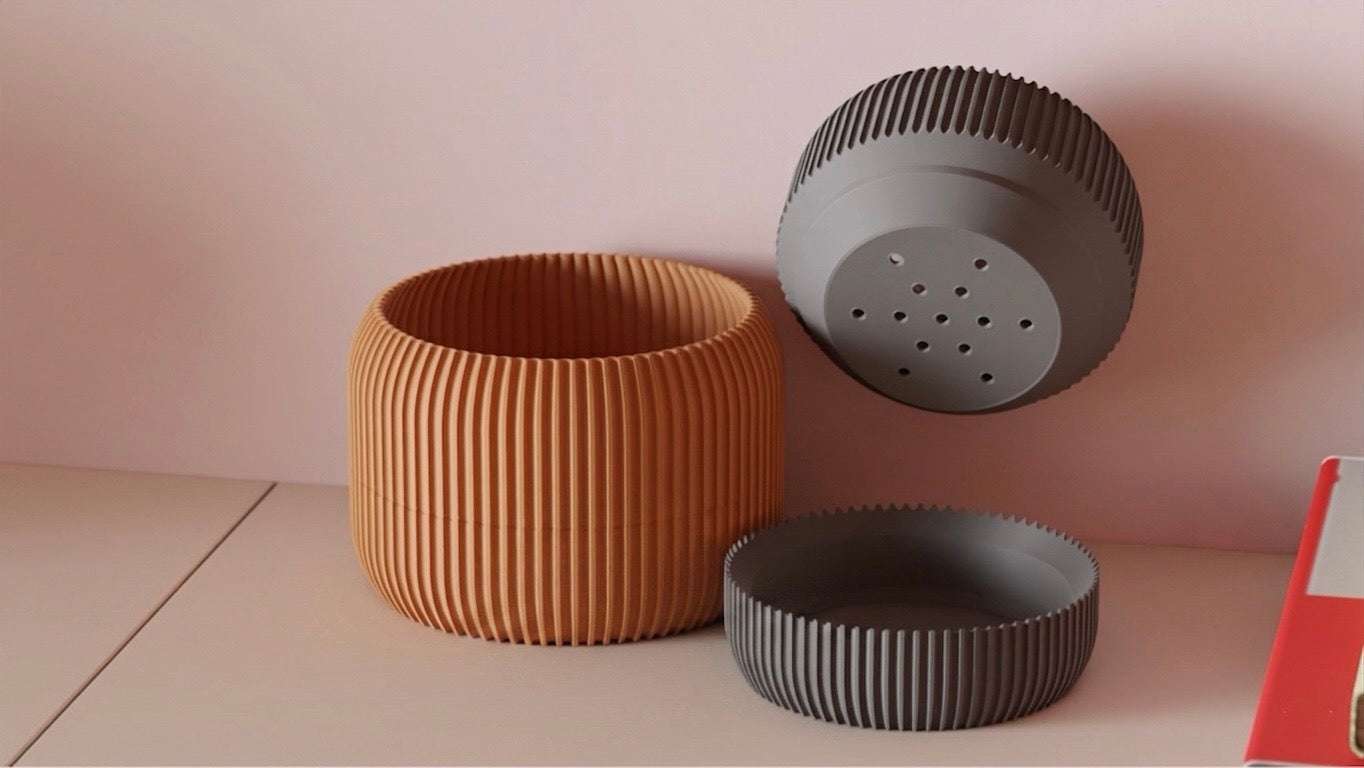 Modern ribbed plant pot