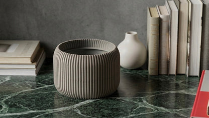 Modern ribbed plant pot