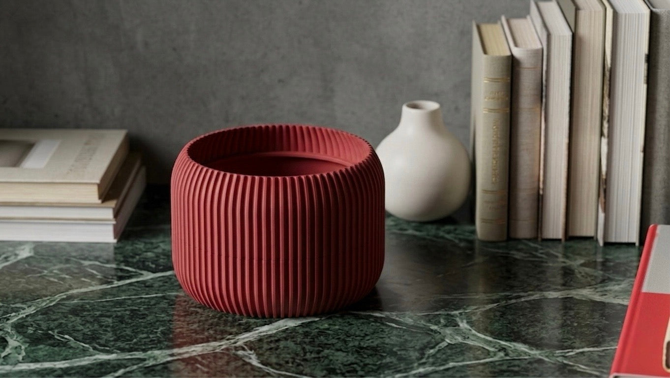 Modern ribbed plant pot