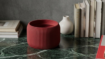 Modern ribbed plant pot