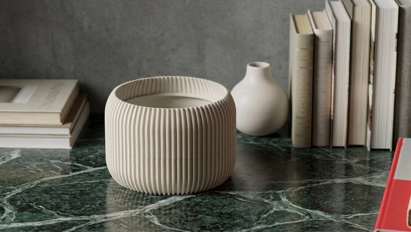 Modern ribbed plant pot