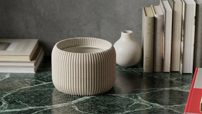 Modern ribbed plant pot