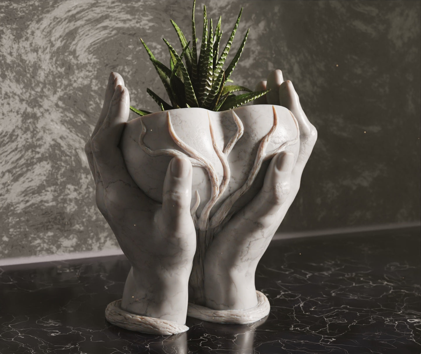 Heart hand vase