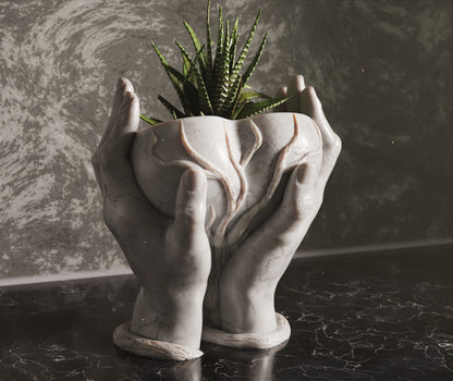 Heart hand vase