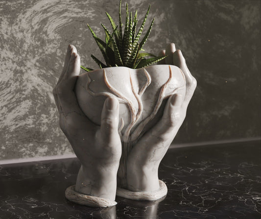 Heart hand vase