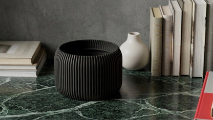 Modern ribbed plant pot