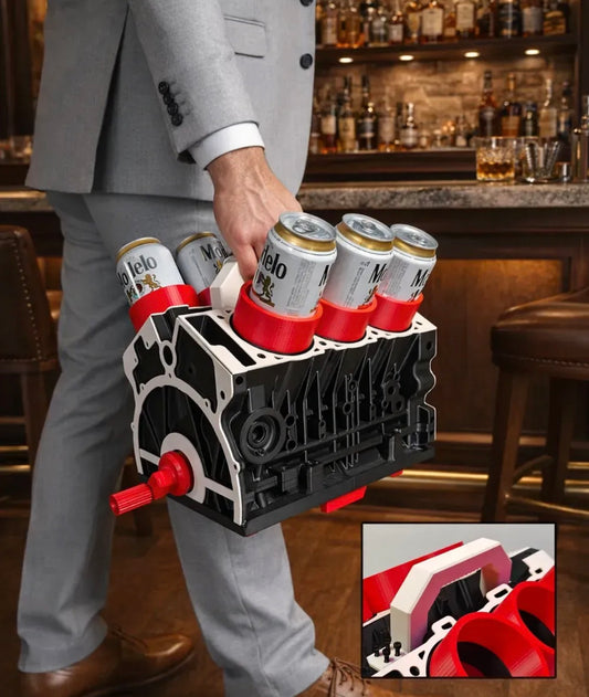 V6 Engine Beer Display with Rotating Crankshaft