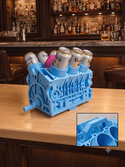 V6 Engine Beer Display with Rotating Crankshaft