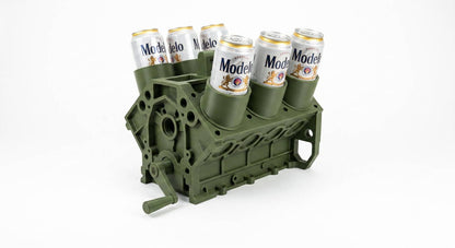 V6 Engine Beer Display with Rotating Crankshaft