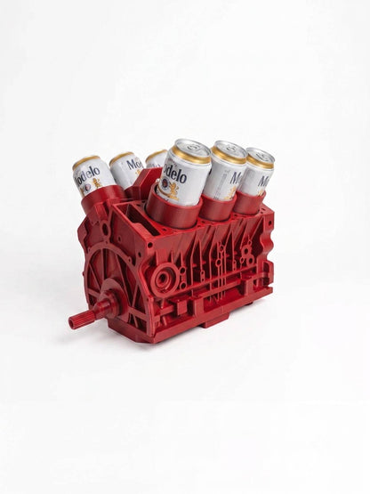 V6 Engine Beer Display with Rotating Crankshaft