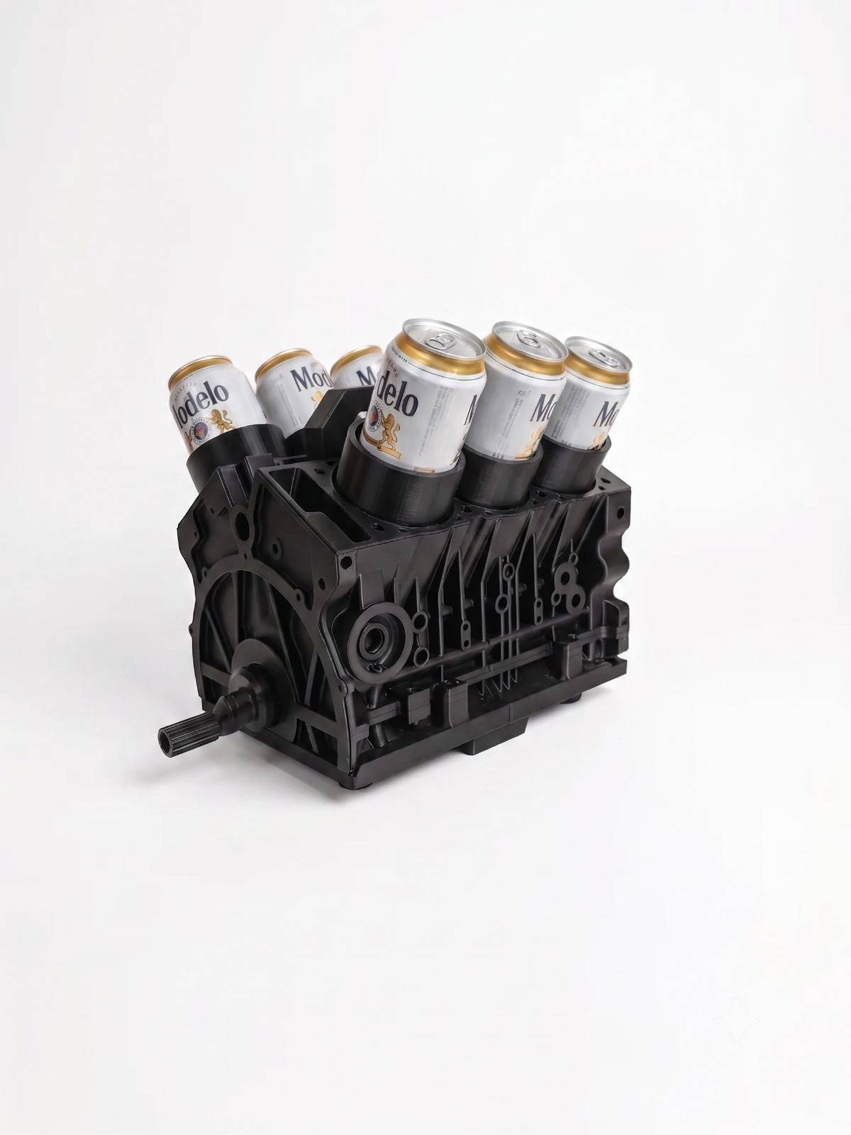 V6 Engine Beer Display with Rotating Crankshaft