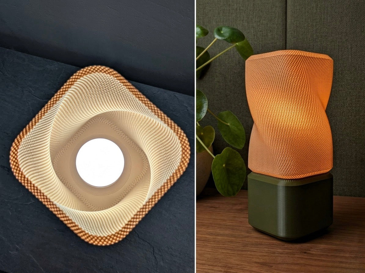 rectangular twisted lamp with basket structure