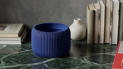 Modern ribbed plant pot