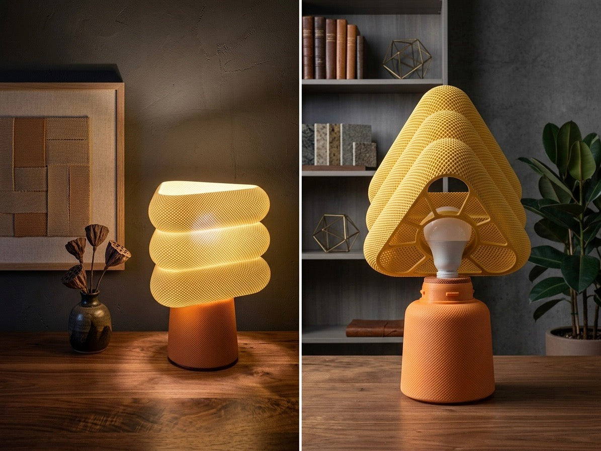 Triangular retro lamp with basket structure