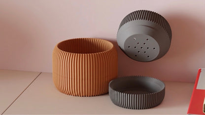Modern ribbed plant pot