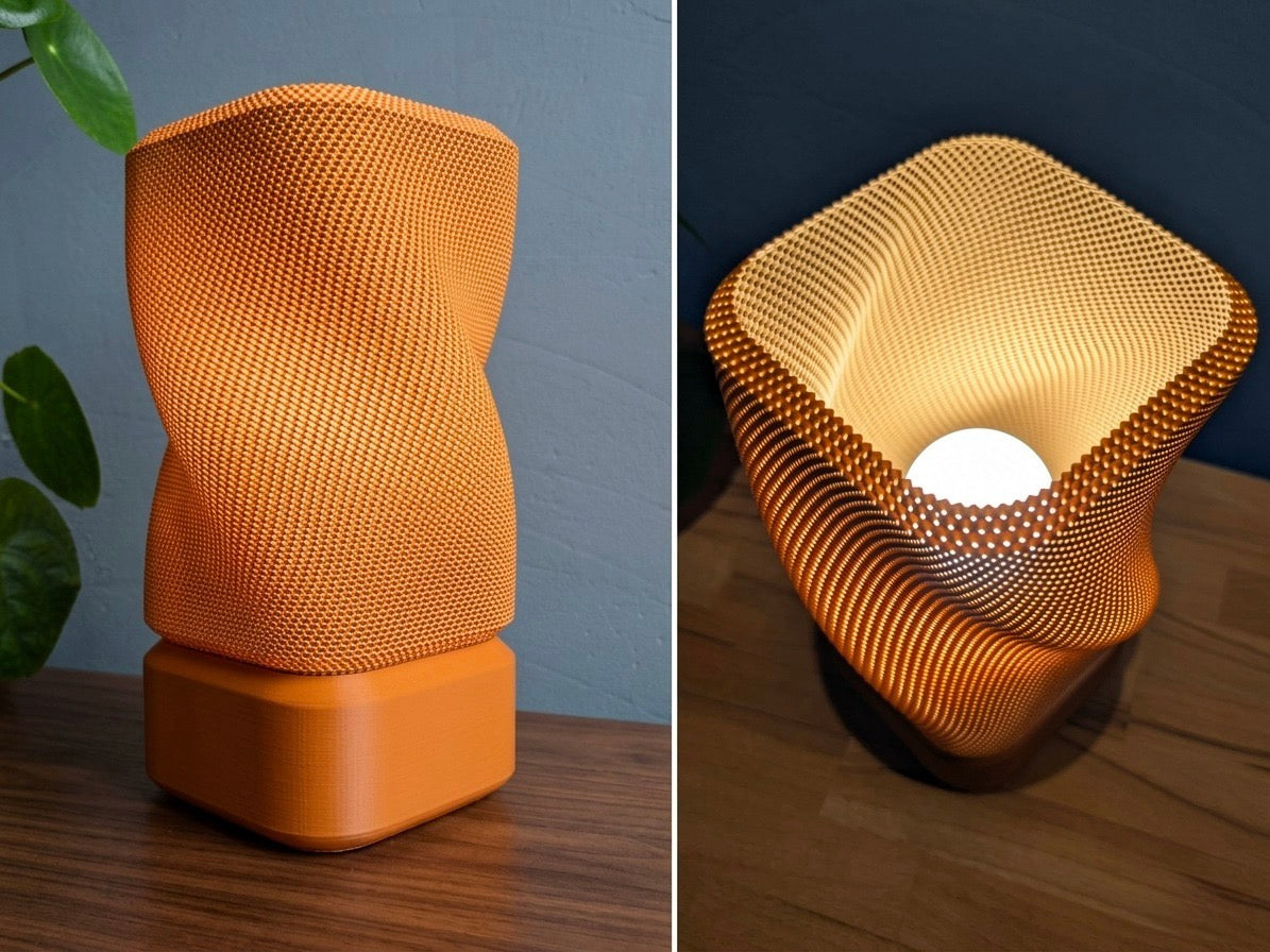 rectangular twisted lamp with basket structure