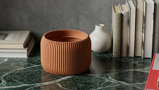 Modern ribbed plant pot