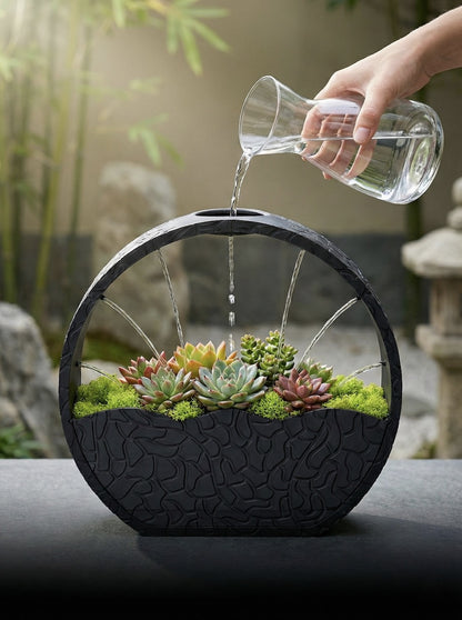Circular VASE Minimalist Self-Watering System