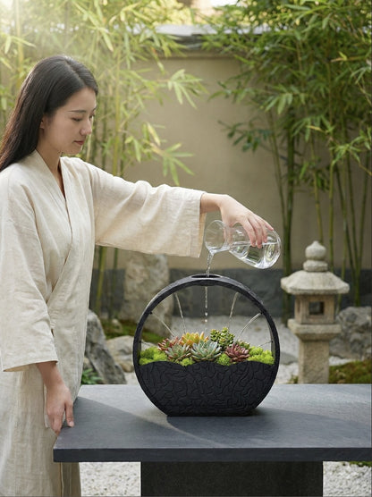 Circular VASE Minimalist Self-Watering System